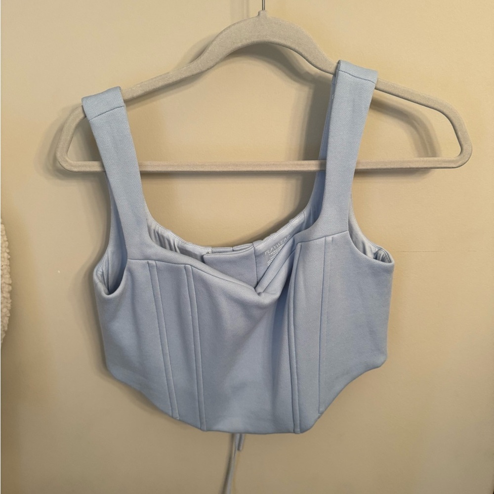 Chic Light Blue Women's Crop Top Corset